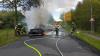 Bild - Wohnwagengespann und weiterer PKW fangen Feuer – 1 Person Schwerverletz
