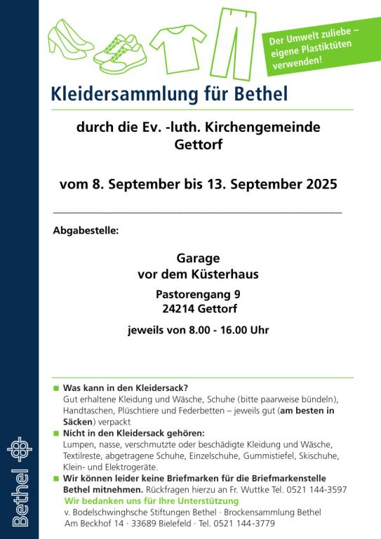 Kleidersammlung für Bethel