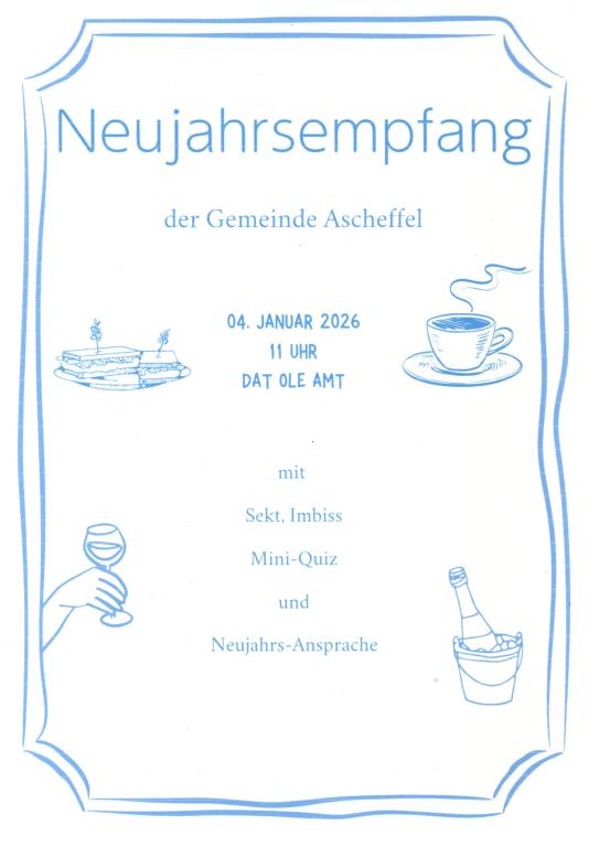 Einladung zum Neujahrsempfang der Gemeinde Ascheffel