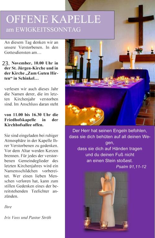 Offene Kapelle am Ewigkeitssonntag