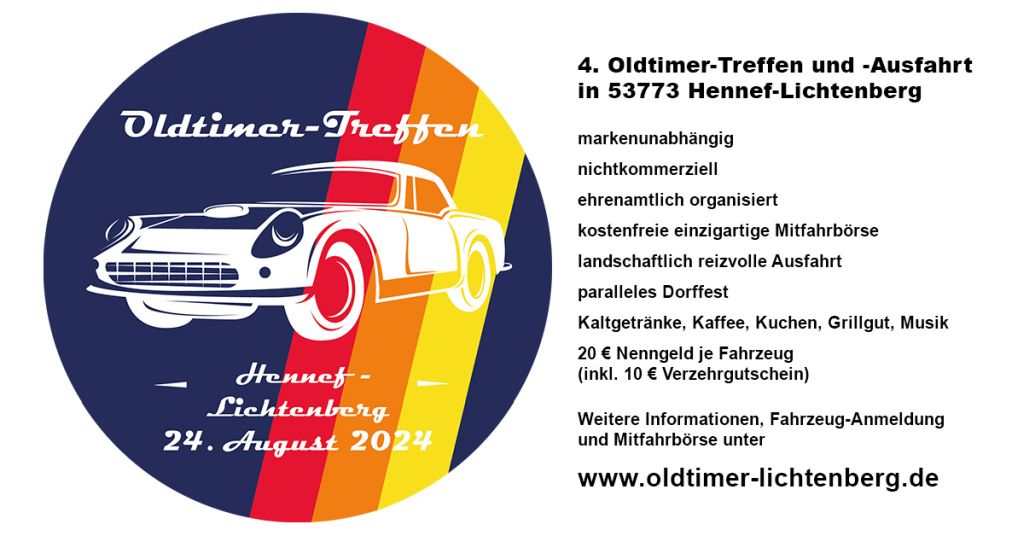 Oldtimer-Treffen 2024 mit Ausfahrt und Mitfahrbörse