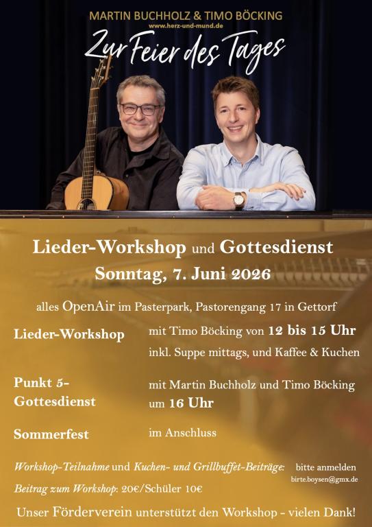 Lieder-Workshop und Gottesdienst mit Martin Buchholz & Timo Böcking, Pastor Boysen