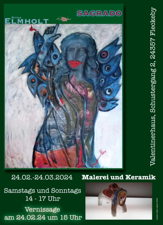 Malerei- und Keramikausstellung "Sagrado" (heilig) von Ritha Elmolt.