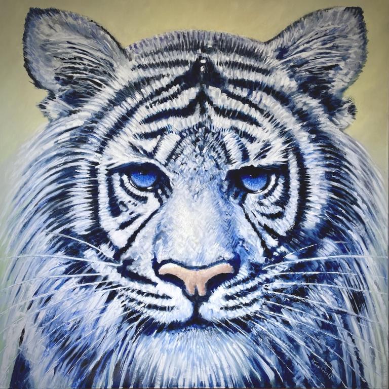 Ölgemälde tiger blue von Heino Karschewski
