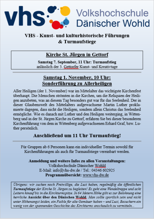 VHS - Turmaufstieg - Kirche St. Jürgen zu Gettorf